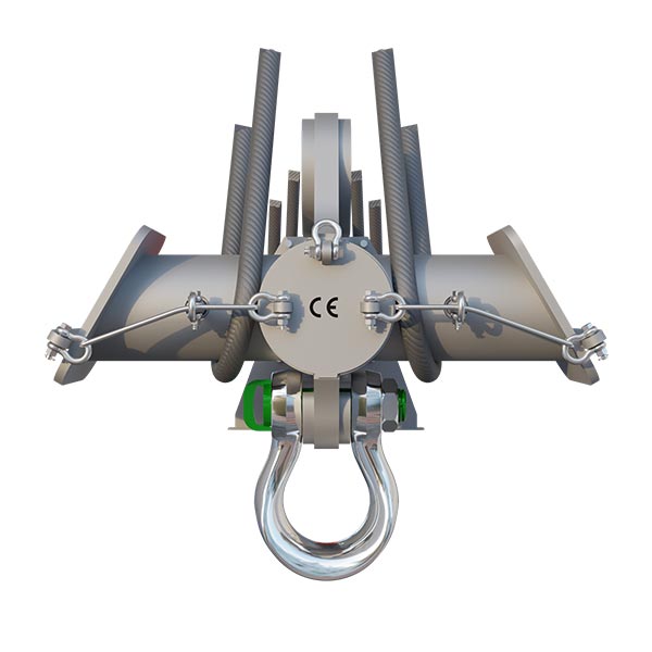 Izado y manipulación de ferralla diseñado específicamente para trabajos de obra civil. Lifting and handling system for rebar, specially designed for civil engineering applications.